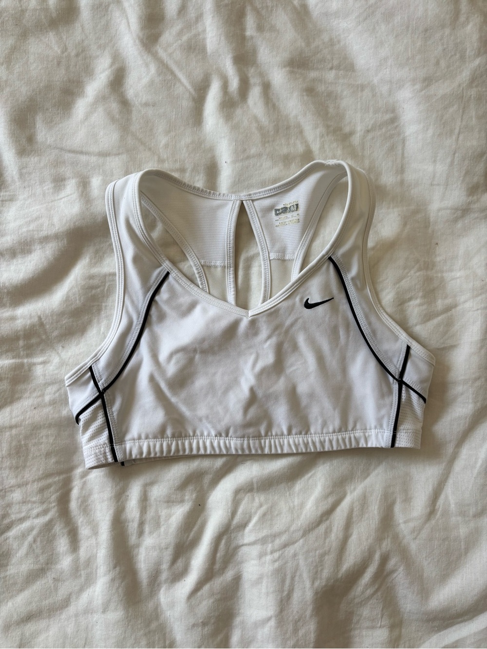 Nike White Sports Bra with Black Piping